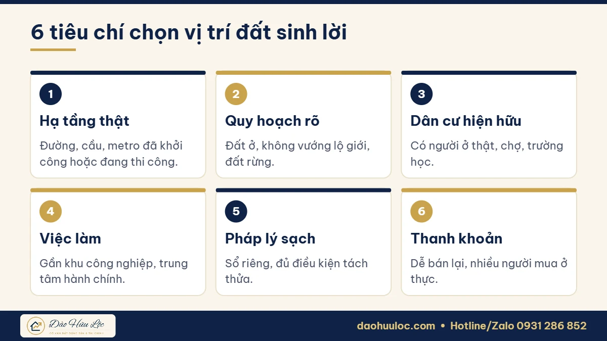 6 tiêu chí chọn vị trí đất sinh lời