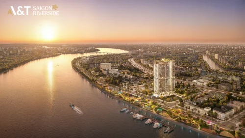 A&T Saigon Riverside lúc hoàng hôn bên sông Sài Gòn