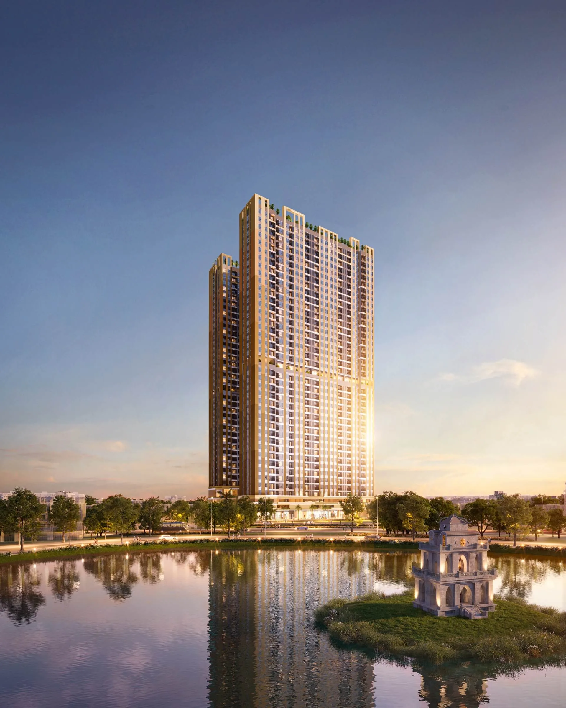 A&T Sky Garden nhìn từ Hồ Gươm Xanh Lái Thiêu