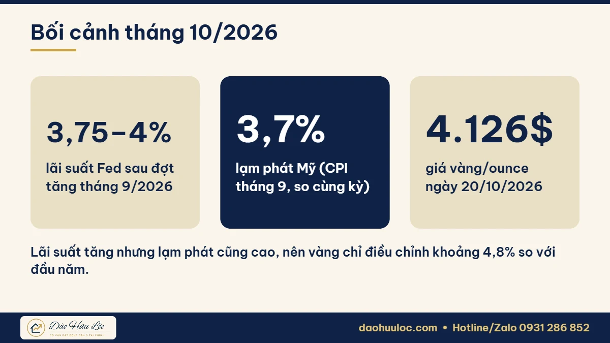 Bối cảnh vàng và lãi suất tháng 10/2026