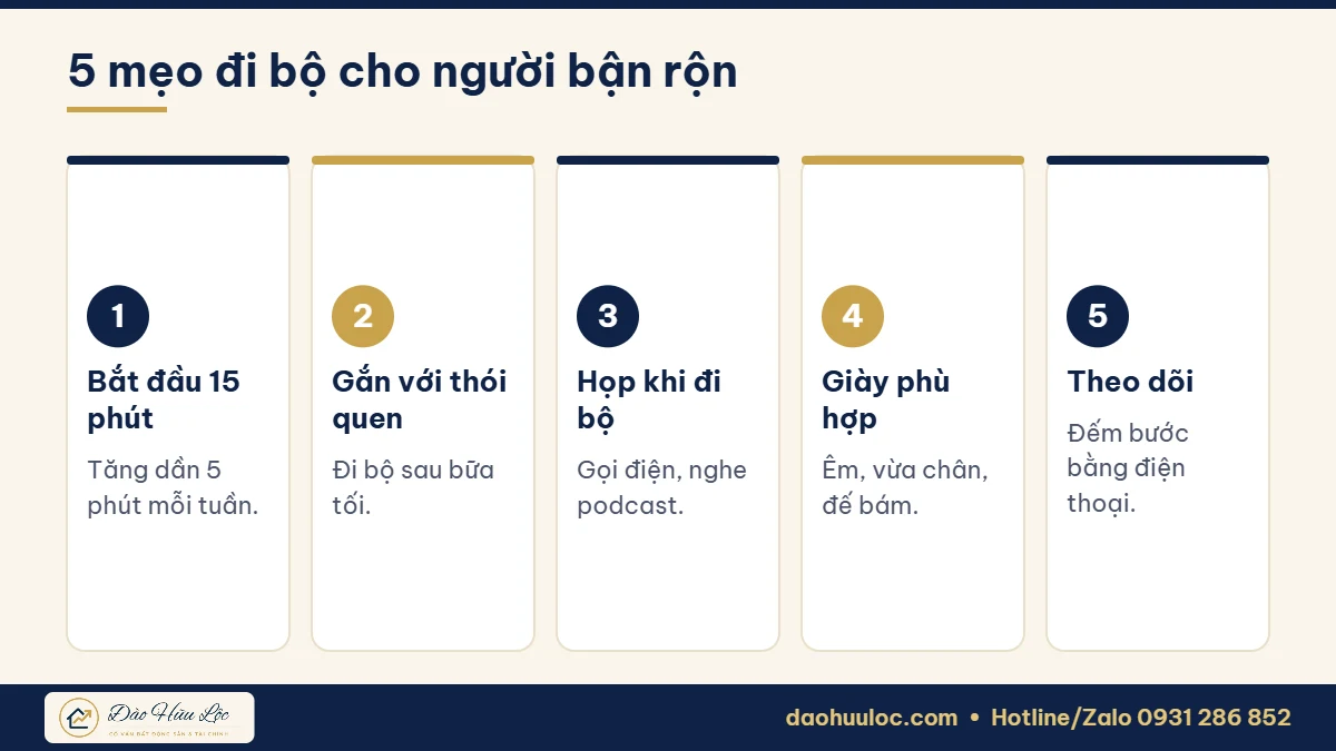 Cách bắt đầu đi bộ cho người bận rộn
