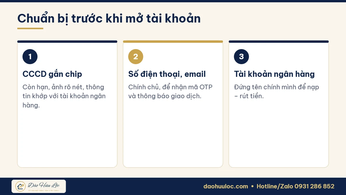 Chuẩn bị trước khi mở tài khoản chứng khoán