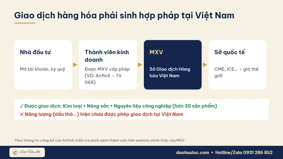 Mô hình giao dịch hàng hóa phái sinh hợp pháp qua MXV