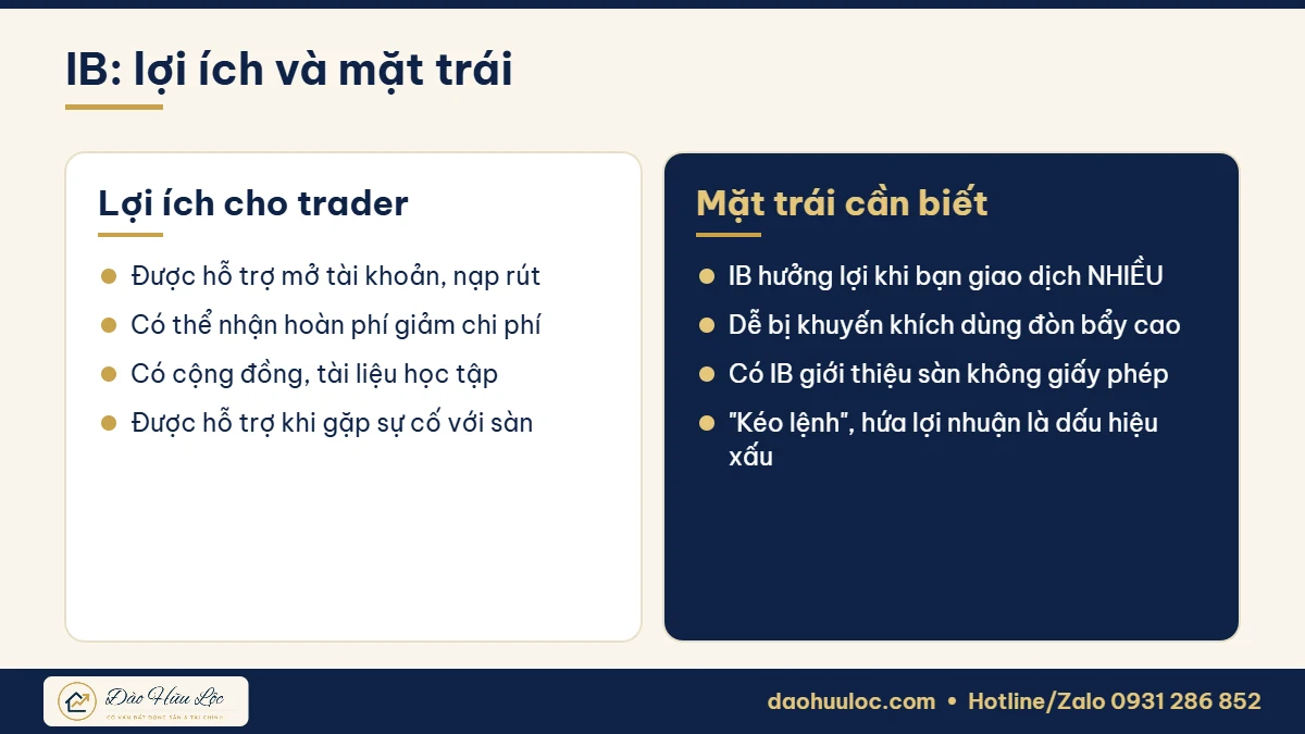 Lợi ích và mặt trái của IB forex