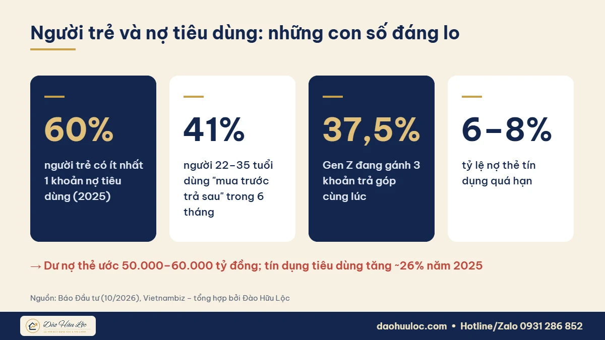 Thống kê người trẻ và nợ tiêu dùng, nợ thẻ tín dụng 2026