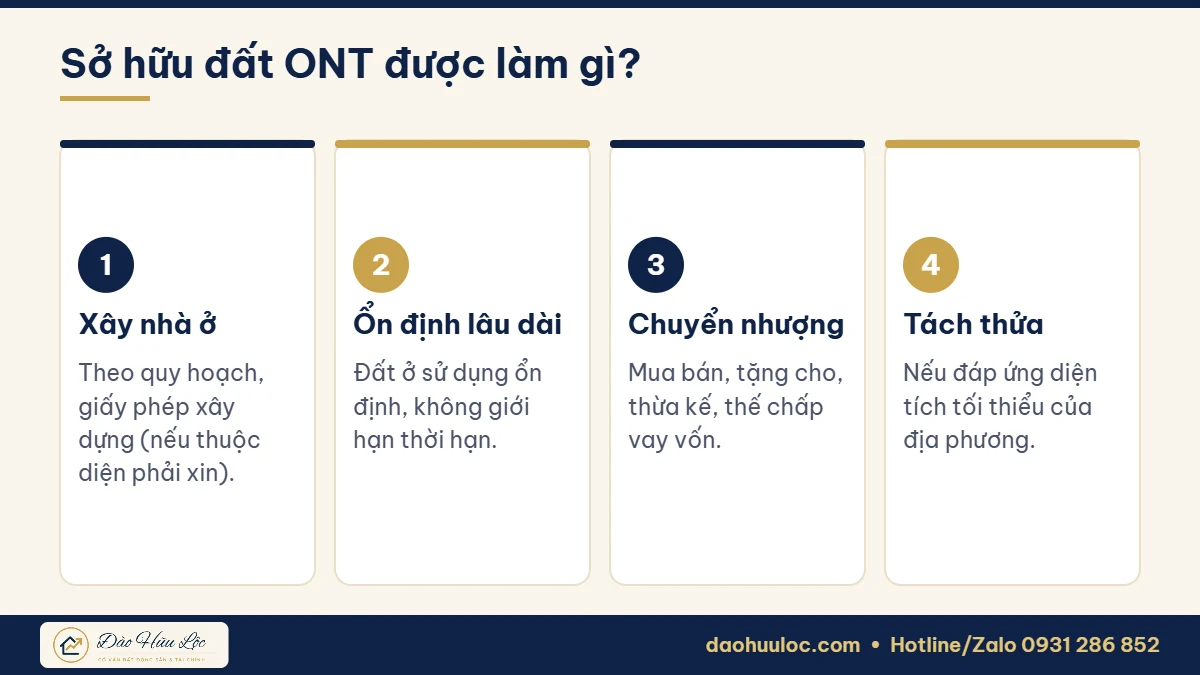 Quyền lợi khi sở hữu đất ONT