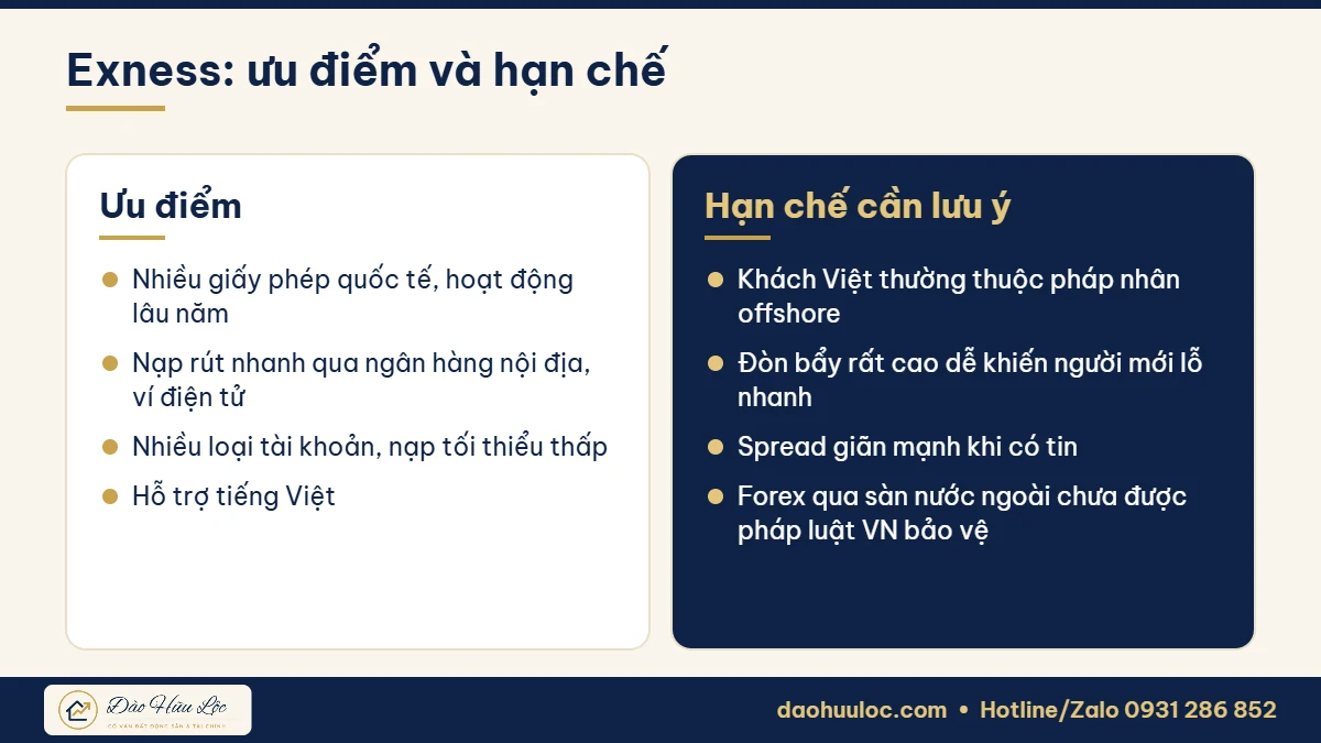 Ưu điểm và hạn chế của sàn Exness